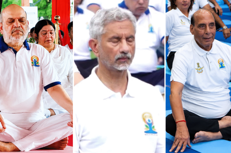 'We are all grateful to PM Modi': Top ministers, CMs perform yoga across India