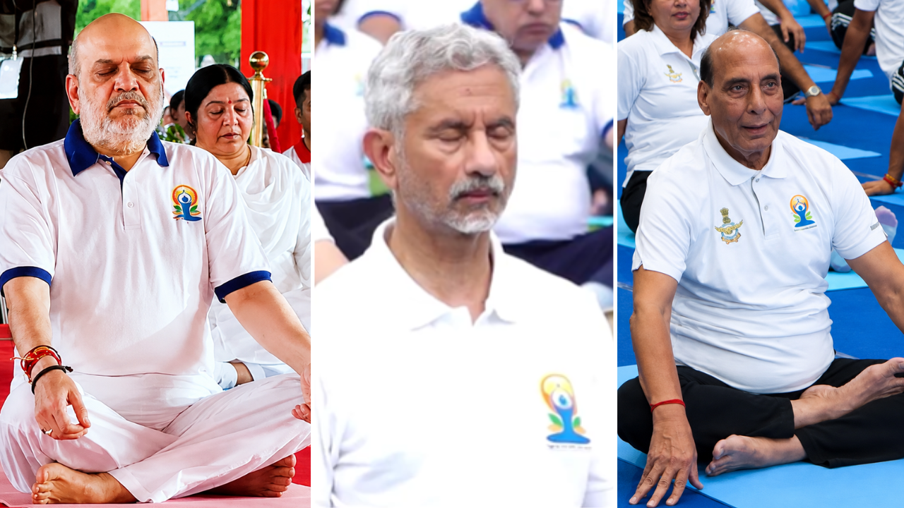 'We are all grateful to PM Modi': Top ministers, CMs perform yoga across India